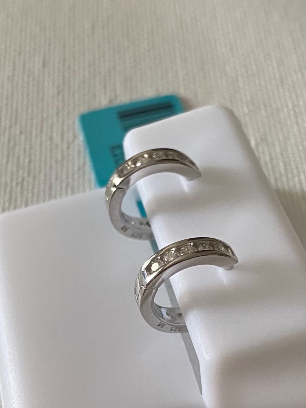 925 Sterling Silver Crystal Huggie Hoop Earrings